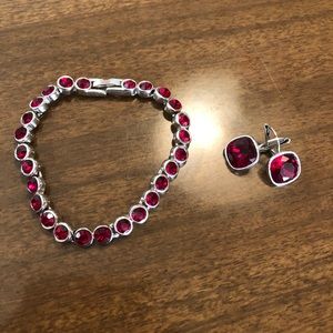 Swarovski Ruby Bracelet w/ matching Bella earrings
